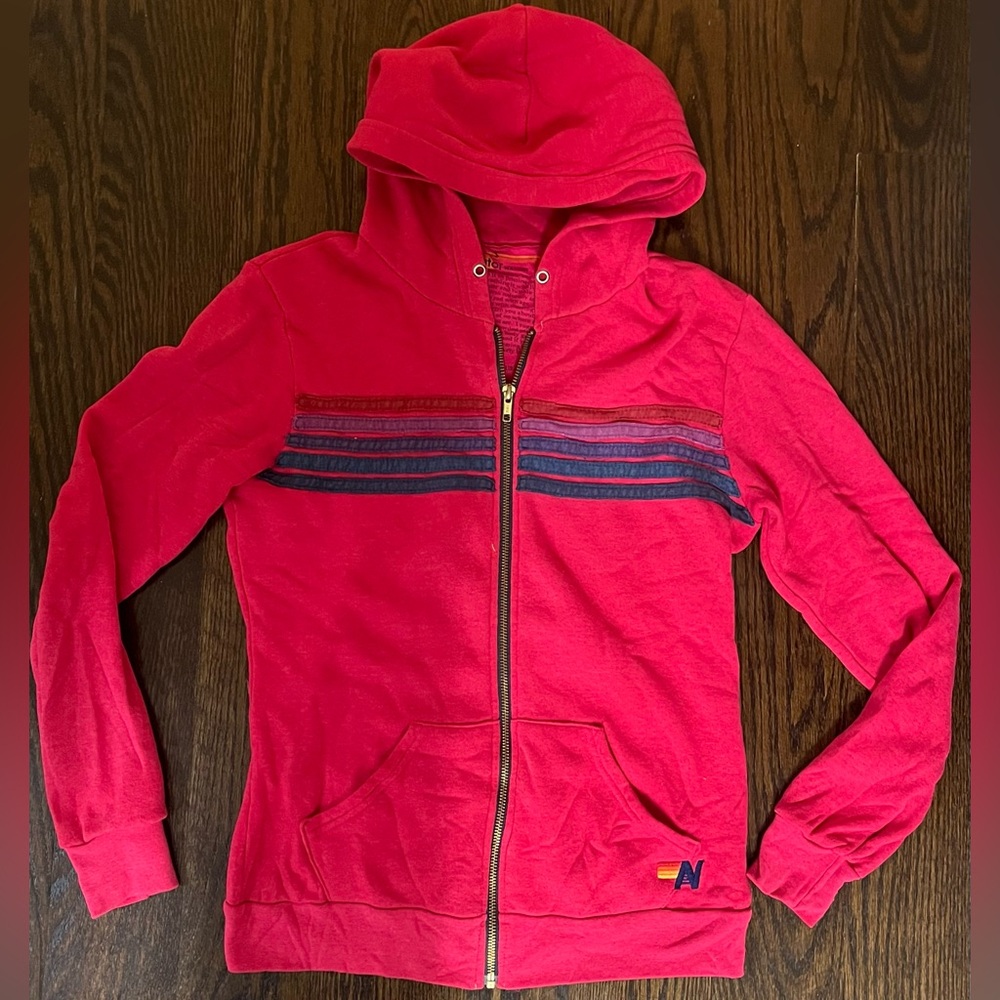 Aviator Nation Striped Zip Up Hoodie
